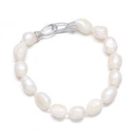 Bracelets de perles, perle d'eau douce cultivée, pour femme, blanc, 9-10mm Environ 7.48 pouce, Vendu par PC