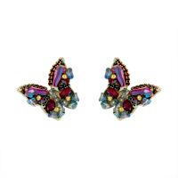 Crystal Jewelry Earring, Brass, with Crystal, Butterfly, 18K gold plated, Korean style & for woman 