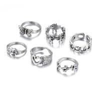 Zink-Legierung Ring Set, Zinklegierung, Platinfarbe platiniert, 6 Stück & für Frau, 20mm, verkauft von setzen