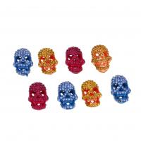 Rhinestone Zinc Alloy Beads, Skull, with rhinestone 21mm 