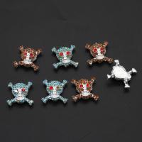 Rhinestone Zinc Alloy Beads, Skull, with rhinestone, mixed colors, 19mm 