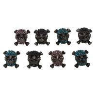 Rhinestone Zinc Alloy Beads, Skull, DIY & with rhinestone 19mm 