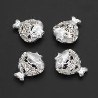 Rhinestone Zinc Alloy Beads, Fish, DIY & with rhinestone, silver color, 26mm 