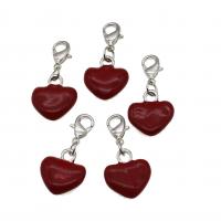 Zinc Alloy Key Clasp, Heart, enamel, mixed colors, 28mm 