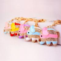 Zinc Alloy Key Clasp, with Czech Rhinestone, Elephant, high quality plated, fashion jewelry & for woman & enamel 