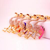 Zinc Alloy Key Clasp, with Czech Rhinestone, high quality plated, fashion jewelry & for woman & enamel 