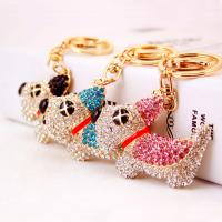 Zinc Alloy Key Clasp, with Czech Rhinestone, Dog, high quality plated, fashion jewelry & for woman & enamel 