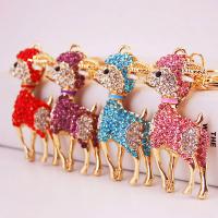 Zinc Alloy Key Clasp, with Czech Rhinestone, Sheep, high quality plated, fashion jewelry & for woman & enamel 