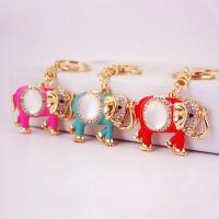 Zinc Alloy Key Clasp, with Czech Rhinestone, Elephant, high quality plated, fashion jewelry & for woman & enamel 