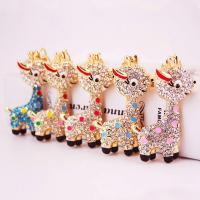 Zinc Alloy Key Clasp, with Czech Rhinestone, Deer, high quality plated, fashion jewelry & for woman & enamel 