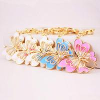 Zinc Alloy Key Clasp, with Czech Rhinestone, Butterfly, high quality plated, fashion jewelry & for woman & enamel 