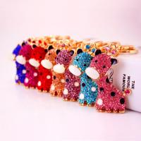 Zinc Alloy Key Clasp, with Czech Rhinestone, Giraffe, high quality plated, fashion jewelry & for woman & enamel, multi-colored 