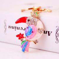 Zinc Alloy Key Clasp, with Czech Rhinestone, Bird, high quality plated, fashion jewelry & for woman & enamel, multi-colored 