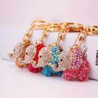 Zinc Alloy Key Clasp, with Czech Rhinestone, Elephant, high quality plated, fashion jewelry & for woman & enamel, multi-colored 