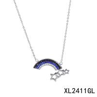 Collier de bijoux de titane, Acier titane, avec 1.97Inch chaînes de rallonge, Arc en ciel, Placage ionique sous vide, pour femme & avec strass & creux, plus de couleurs à choisir Environ 18.9 pouce, Vendu par PC