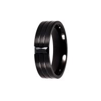 Anillo de dedo de acero Titanium de, Partículas de acero, con cúbica circonia, Donut, Recubrimiento iónico al vacío, para mujer & facetas, Negro, 6x2mm, Vendido por UD