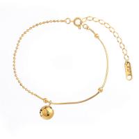 Partículas de acero pulsera tobillera, con 1.77Inch extender cadena, Esférico, Recubrimiento iónico al vacío, para mujer, dorado, 8mm, longitud:aproximado 8.07 Inch, Vendido por UD