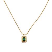 Collier de bijoux de titane, Acier titane, avec résine, rectangle, Placage ionique sous vide, pour femme & facettes, doré Environ 18.11 pouce, Vendu par PC