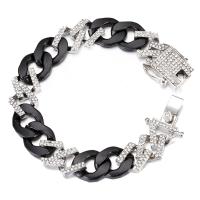 Zinc Alloy Rhinestone Bracelets, plated, with rhinestone, mixed colors, 15mm .87 Inch 