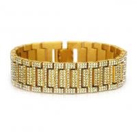 Zinc Alloy Rhinestone Bracelets, plated, for man & with rhinestone 