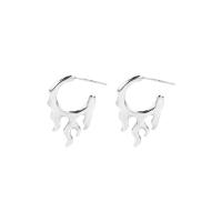 Brass Stud Earring, plated, for woman, silver color 