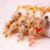 Zinc Alloy Key Clasp, with Czech Rhinestone, Fox, high quality plated, fashion jewelry & for woman & enamel 