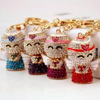 Zinc Alloy Key Clasp, with Czech Rhinestone, Angel, high quality plated, fashion jewelry & for woman & enamel 