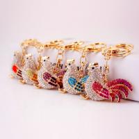 Zinc Alloy Key Clasp, with Czech Rhinestone, Cock, high quality plated, fashion jewelry & for woman & enamel 