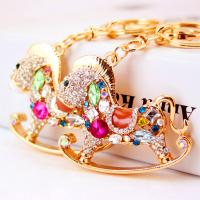 Zinc Alloy Key Clasp, with Czech Rhinestone, rocking horse, high quality plated, fashion jewelry & for woman & enamel 