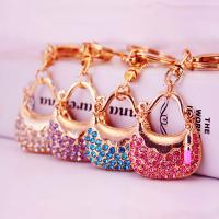 Zinc Alloy Key Clasp, with Czech Rhinestone, Handbag, high quality plated, fashion jewelry & for woman 