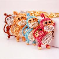 Zinc Alloy Key Clasp, with Czech Rhinestone, Monkey, high quality plated, fashion jewelry & for woman & enamel 