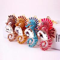 Zinc Alloy Key Clasp, with Czech Rhinestone, Seahorse, high quality plated, fashion jewelry & for woman & enamel 