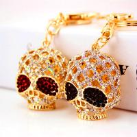 Zinc Alloy Key Clasp, with Czech Rhinestone, Skull, high quality plated, fashion jewelry & for woman 