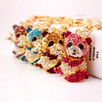 Zinc Alloy Key Clasp, with Czech Rhinestone, Bear, high quality plated, fashion jewelry & Unisex & enamel 