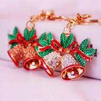 Zinc Alloy Key Clasp, with Czech Rhinestone, Christmas Bell, high quality plated, Christmas Design & fashion jewelry & Unisex & enamel 