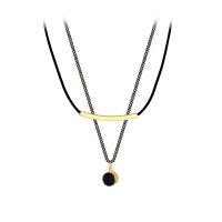 Collier de bijoux de titane, Acier titane, avec résine, avec 2.76Inch chaînes de rallonge, Placage ionique sous vide, Double couche & pour femme & facettes, noire Environ 13.19 pouce, Environ 14.37 pouce, Vendu par PC