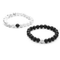 Lava Bead Bracelet, Howlite, with Lava, Round, Unisex 8mm .1-7.5 Inch 