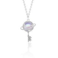 Zircon cubique Micro Pave collier en argent sterling, Argent sterling 925, avec Moonstone, Placage de couleur platine, pavé de micro zircon & pour femme Environ 15.74 pouce, Vendu par PC