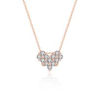 Zircon cubique Micro Pave collier en argent sterling, Argent sterling 925, coeur, Placage, pavé de micro zircon & pour femme, plus de couleurs à choisir Environ 15.74 pouce, Vendu par PC