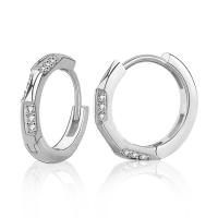 Sterling Silver Huggie Hoop Earring, 925 Sterling Silver, plated, micro pave cubic zirconia & for woman 