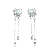 Silver Earring Zircon pavent Sterling, Argent sterling 925, avec Moonstone, Placage de couleur platine, pavé de micro zircon & pour femme Vendu par paire