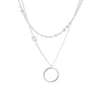 Collier de bijoux de titane, Acier titane, Double couche & unisexe, argent Environ 45 cm, Vendu par PC