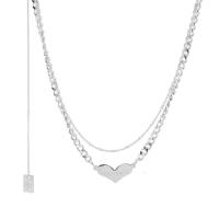 Collier de bijoux de titane, Acier titane, Double couche & unisexe, argent Environ 45 cm, Vendu par PC