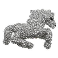 Perles d'argile Pave strass, argile, cheval, DIY & aucun trou, blanc, 69mm, Vendu par PC