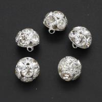 fer Les Attaches des Boutons, avec strass, argent, 12mm, Vendu par PC