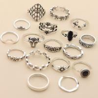 Fashion Zinc Alloy Jewelry Sets, antique silver color plated, 17 pieces & for woman & hollow, US Ring 