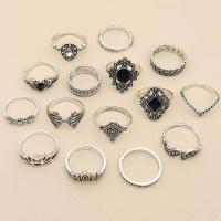 Fashion Zinc Alloy Jewelry Sets, silver color plated, 15 pieces & for woman & hollow, US Ring .5-8 