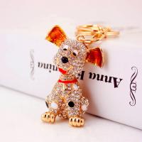 Zinc Alloy Key Clasp, with Czech Rhinestone, Dog, high quality plated, fashion jewelry & Unisex & enamel, multi-colored 