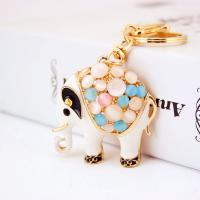 Zinc Alloy Key Clasp, with Czech Rhinestone, Elephant, high quality plated, fashion jewelry & Unisex & enamel, multi-colored 