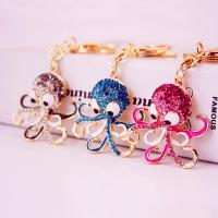 Zinc Alloy Key Clasp, with Czech Rhinestone, Octopus, high quality plated, fashion jewelry & Unisex & enamel 